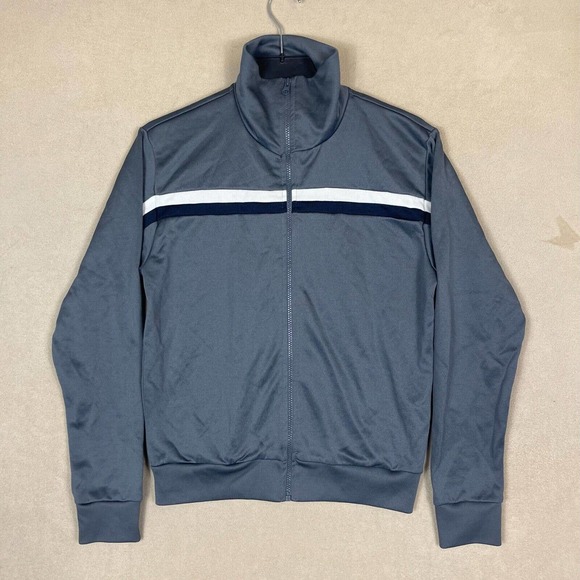 G Star Raw Full Zip Athletic Jacket Mens M Gray Striped Made in Turkey‎ - Picture 1 of 11